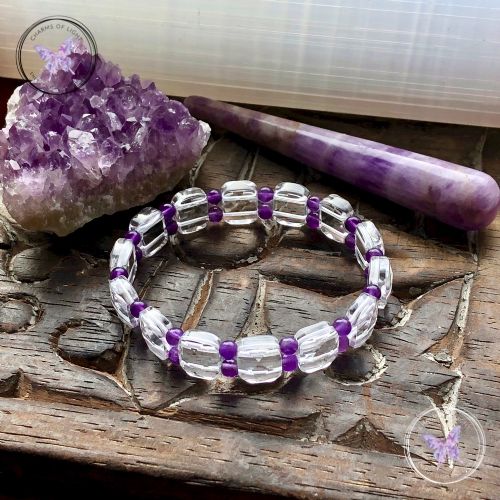 Clear Quartz & Amethyst Stretch Bracelet